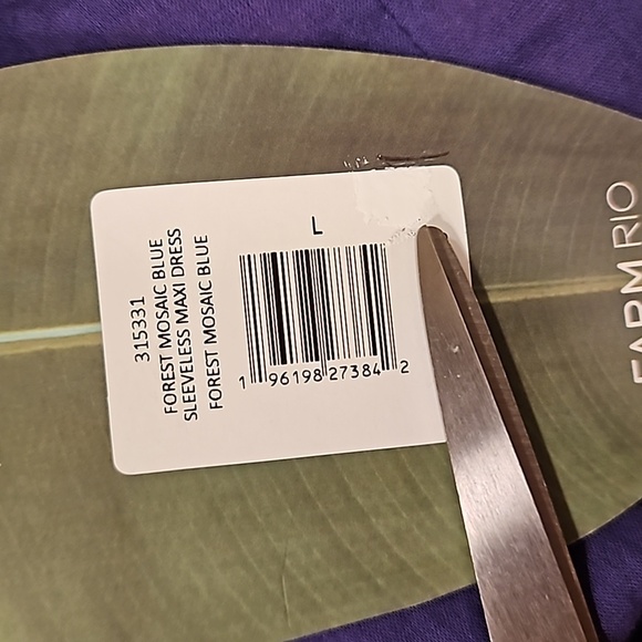 💕FARM RIO💕 Blue Forest Mosaic Sleeveless Maxi Dress ~ Large NWT - Picture 17 of 17